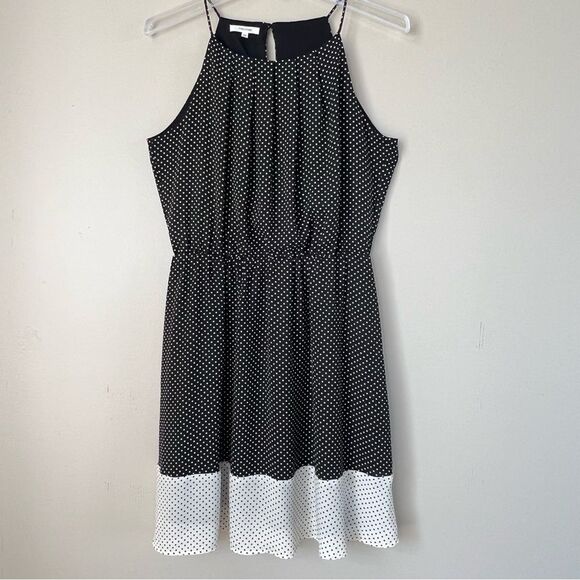 Maurices Black Cream Polka Dot Halter Dress Casual Part Dress Size M - Picture 2 of 14